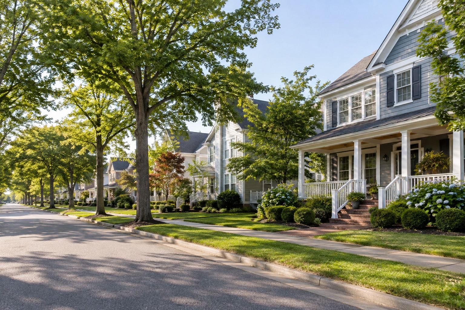 A tree lined Virginia Beach, Virginia street, illustrative